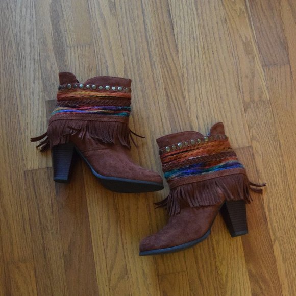 LIKE NEW Boho Fringe Booties - Picture 2 of 4